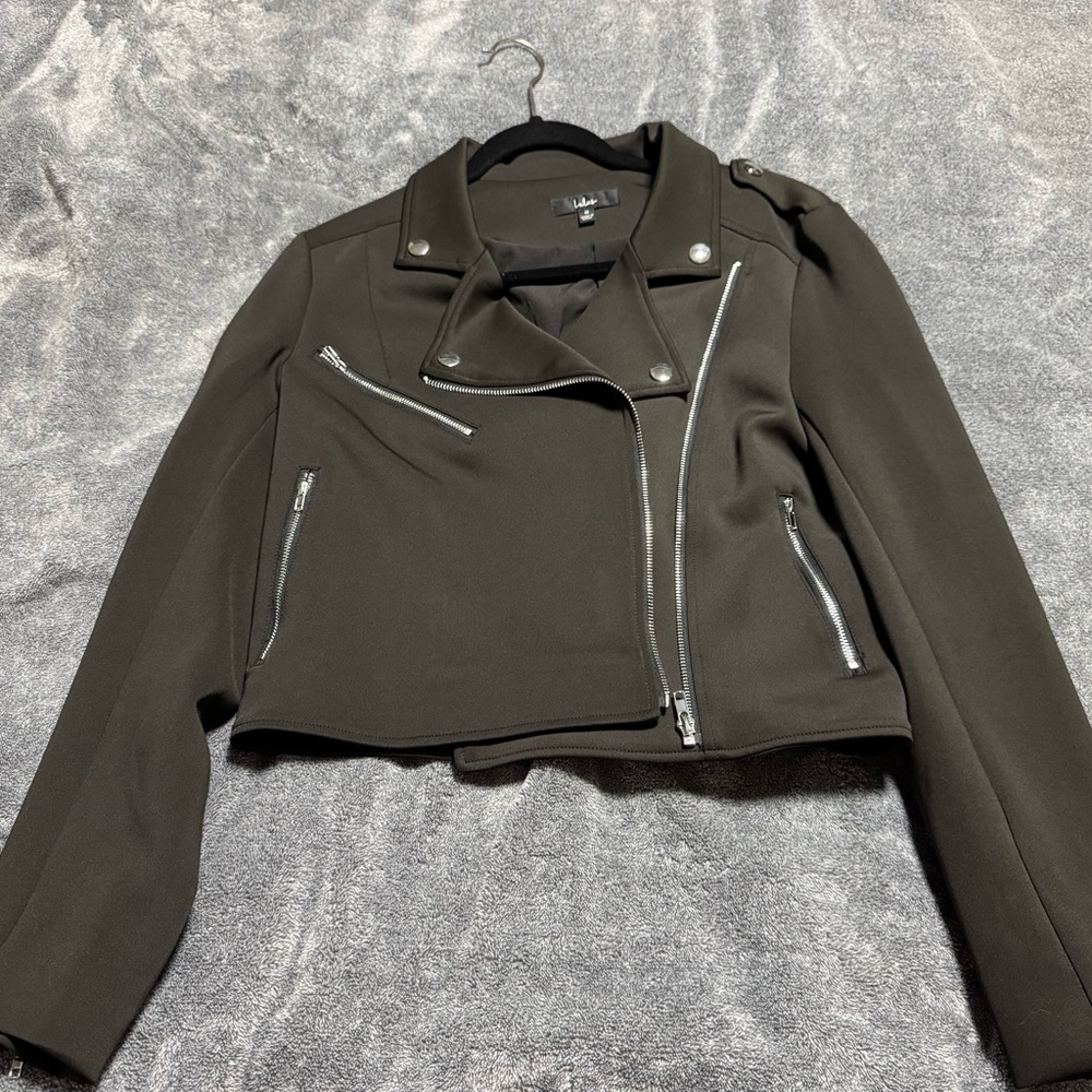 Lulu's Dark Brown Leather Jacket with Silver Accents
